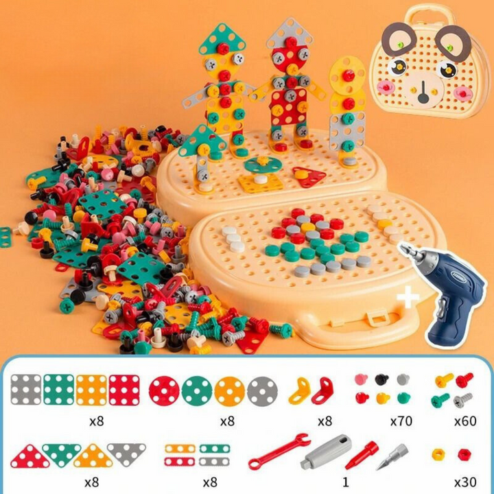 PuzzleCraft - STEM Building Toy Set with Drill & Screws